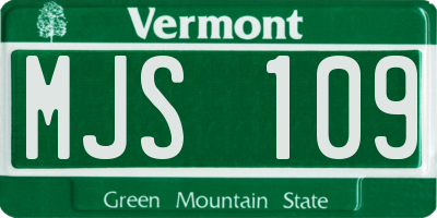 VT license plate MJS109