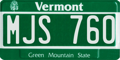 VT license plate MJS760