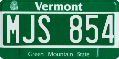 VT license plate MJS854