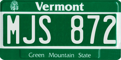 VT license plate MJS872