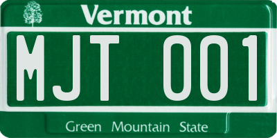 VT license plate MJT001