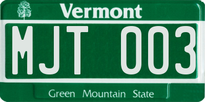 VT license plate MJT003