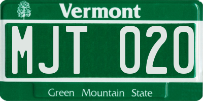 VT license plate MJT020