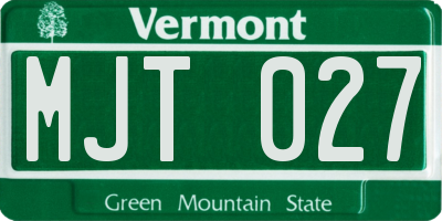 VT license plate MJT027