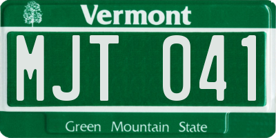 VT license plate MJT041