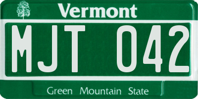 VT license plate MJT042