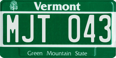 VT license plate MJT043