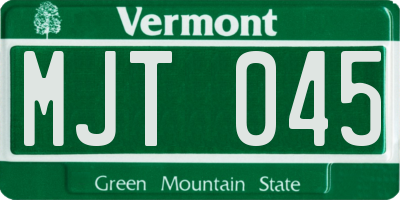 VT license plate MJT045