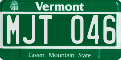 VT license plate MJT046