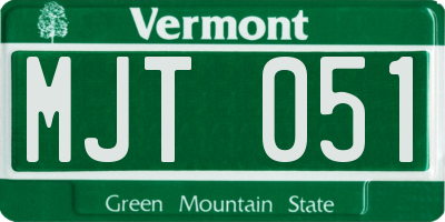 VT license plate MJT051