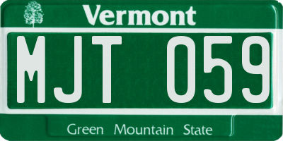 VT license plate MJT059