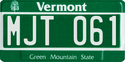 VT license plate MJT061