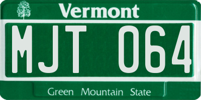 VT license plate MJT064