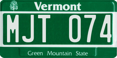 VT license plate MJT074