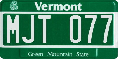 VT license plate MJT077
