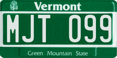 VT license plate MJT099