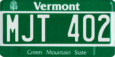 VT license plate MJT402
