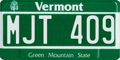 VT license plate MJT409