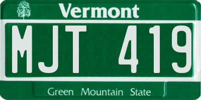 VT license plate MJT419