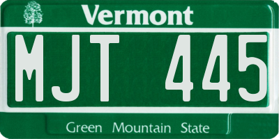 VT license plate MJT445