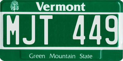 VT license plate MJT449
