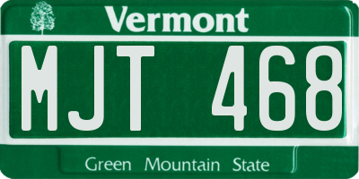 VT license plate MJT468