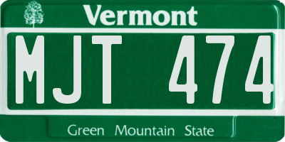 VT license plate MJT474