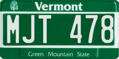 VT license plate MJT478