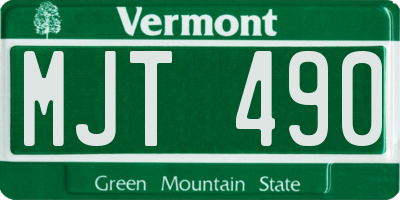 VT license plate MJT490