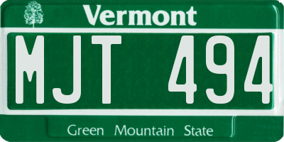 VT license plate MJT494