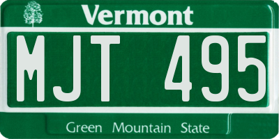 VT license plate MJT495