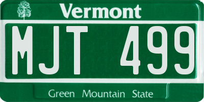 VT license plate MJT499