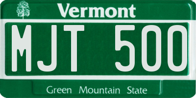 VT license plate MJT500
