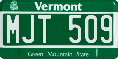 VT license plate MJT509
