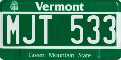 VT license plate MJT533