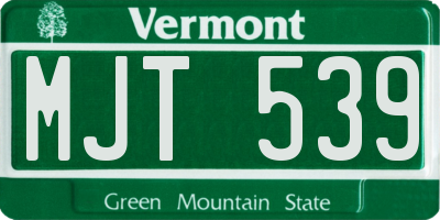 VT license plate MJT539