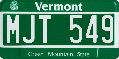 VT license plate MJT549