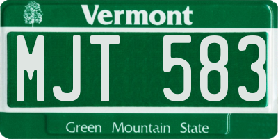 VT license plate MJT583