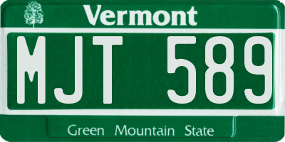 VT license plate MJT589