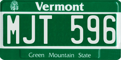 VT license plate MJT596