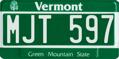 VT license plate MJT597
