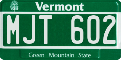VT license plate MJT602