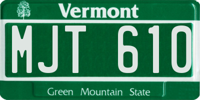 VT license plate MJT610