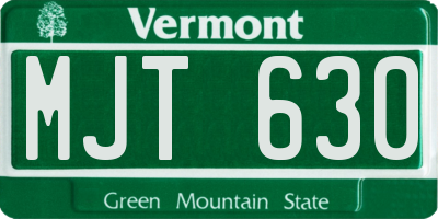 VT license plate MJT630