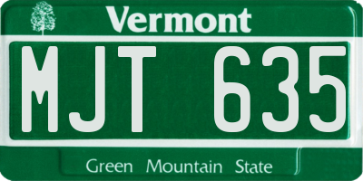 VT license plate MJT635
