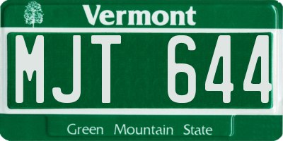 VT license plate MJT644