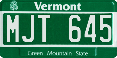 VT license plate MJT645