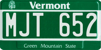 VT license plate MJT652