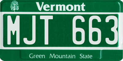 VT license plate MJT663