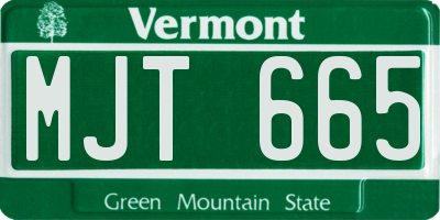 VT license plate MJT665